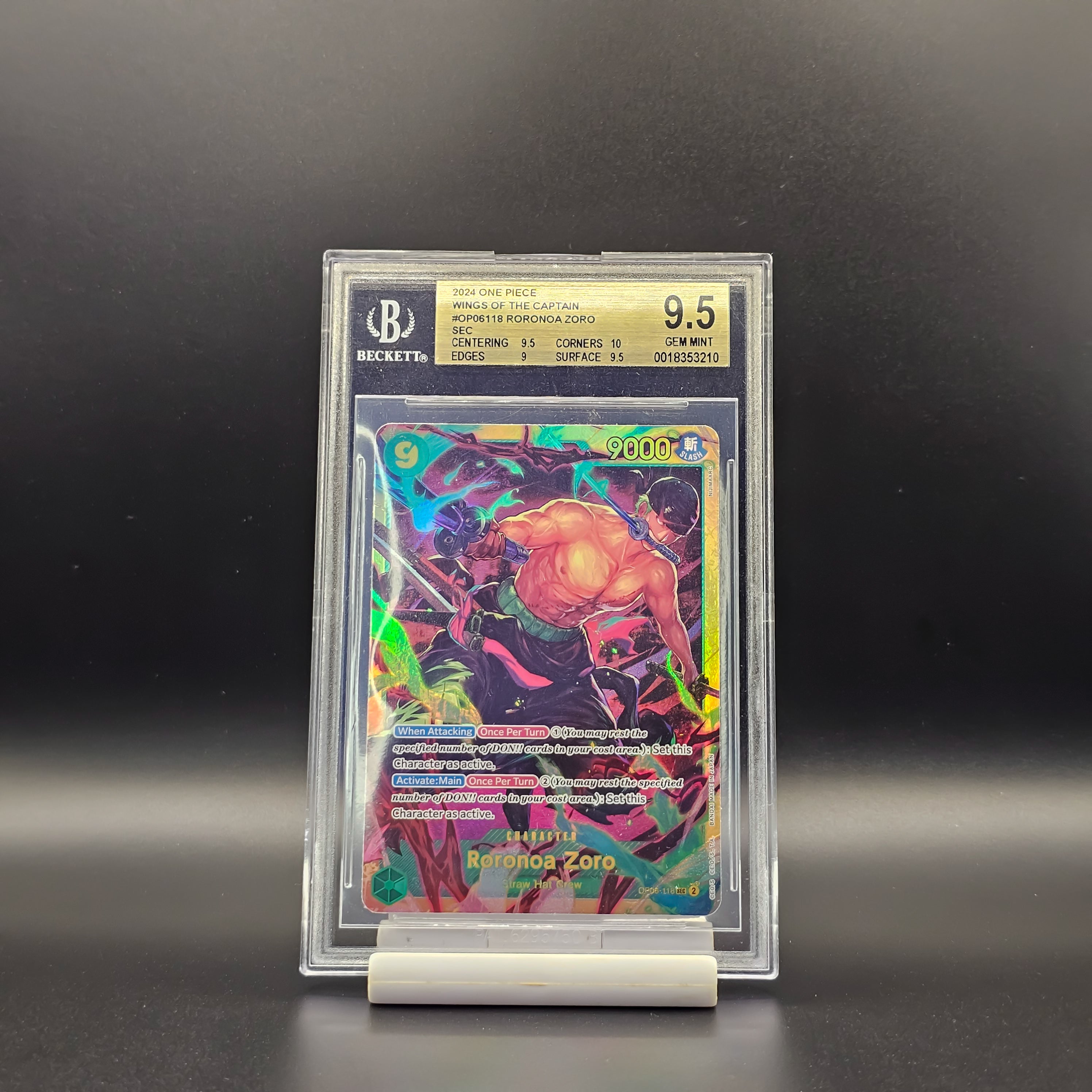 Graded Roronoa Zoro OP06-118 SEC  - Becket 9.5